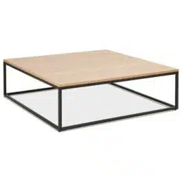 Grande table basse style industriel ‘TRIBECA’ en bois finition naturelle et métal noir