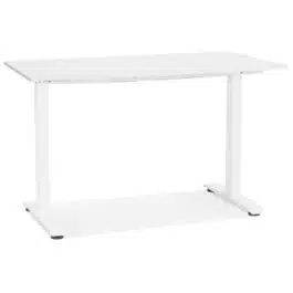 Petit bureau assis/debout ‘LIVELLO’ en bois et métal blanc – 120×60 cm