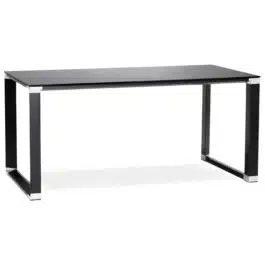 Petit bureau droit design ‘XLINE’ en verre noir – 140×70 cm