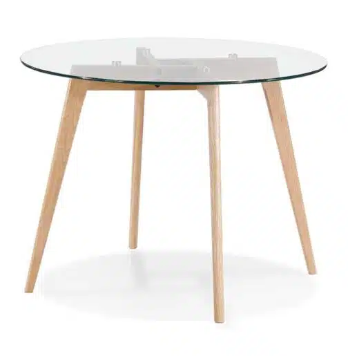 Petite table à diner ronde 'ANGELA' en verre transparent - Ø 100 cm