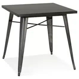 Petite table à dîner style industriel ‘LALOU’ grise – 76×76 cm