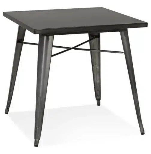 Petite table à dîner style industriel 'LALOU' grise - 76x76 cm
