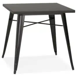 Petite table à dîner style industriel ‘LALOU’ noire – 76×76 cm
