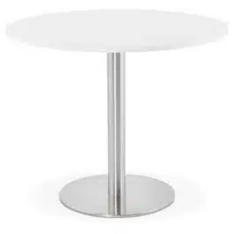 Petite table de bureau / à diner ronde ‘DALLAS’ blanche – Ø 90 cm