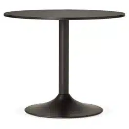 Petite table de bureau/à diner ronde ‘ATLANTA’ noire – Ø 90 cm