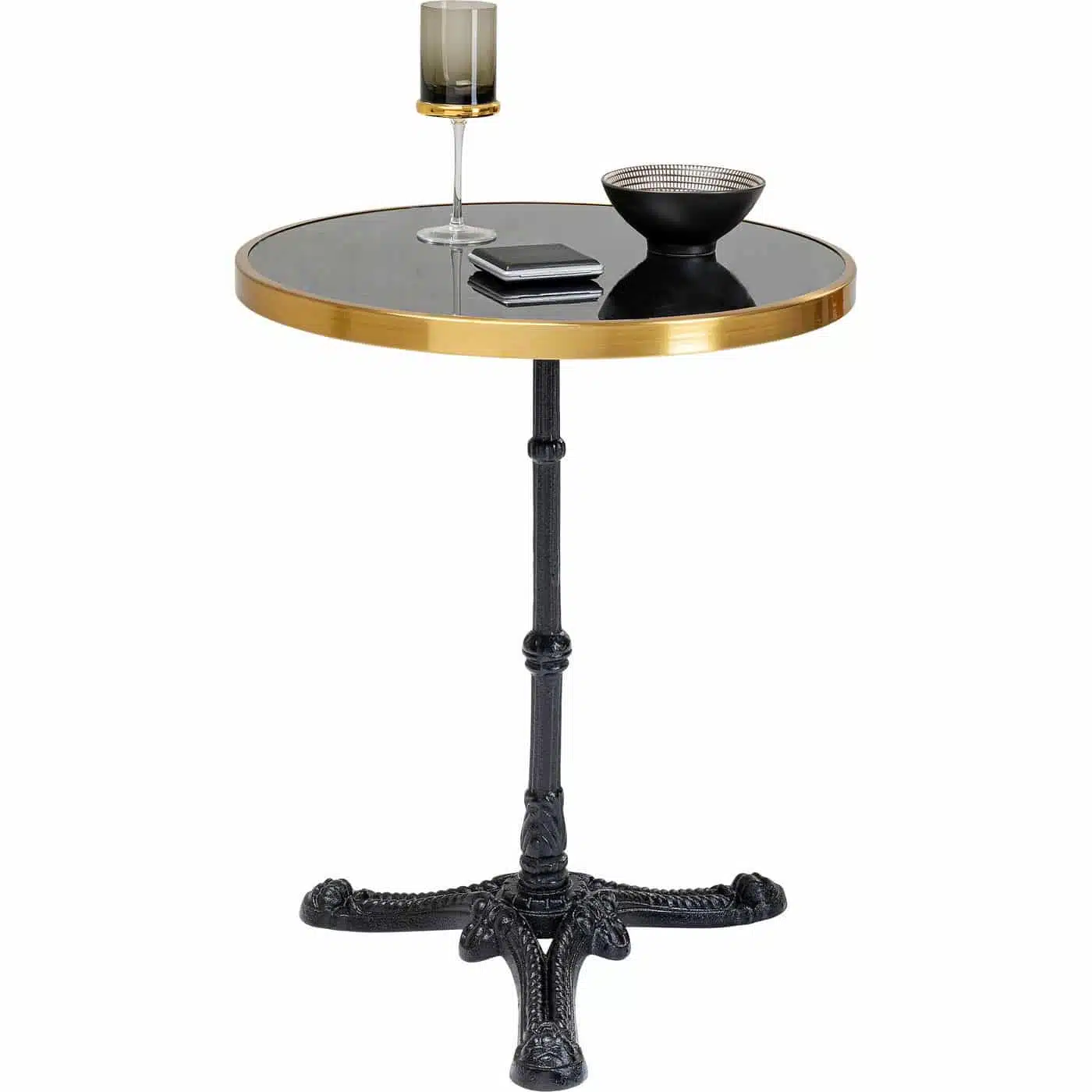 Table Bistrot ronde 57cm granit noir et or Kare Design