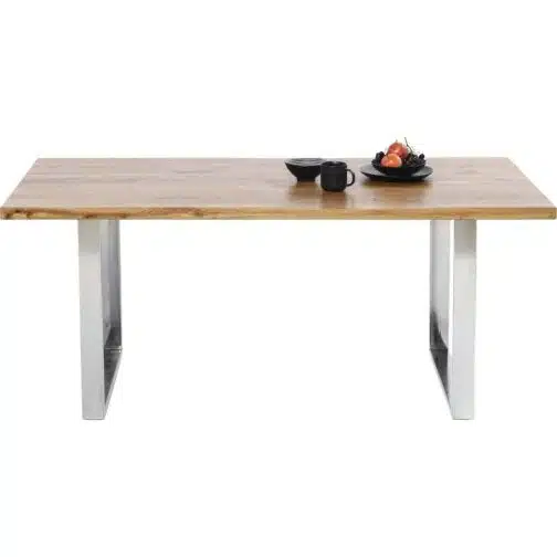 Table Jackie chêne chrome 180x90cm Kare Design