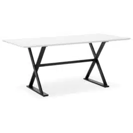 Table à diner / bureau design avec pieds en croix ‘HAVANA’ blanche – 180×90 cm
