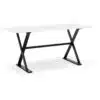 Table à diner / bureau design avec pieds en croix 'HAVANA' en verre blanc - 160x80 cm