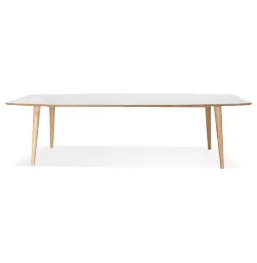 Table à dîner extensible 'SOLANA' blanche en bois style scandinave - 170(270)x100 cm