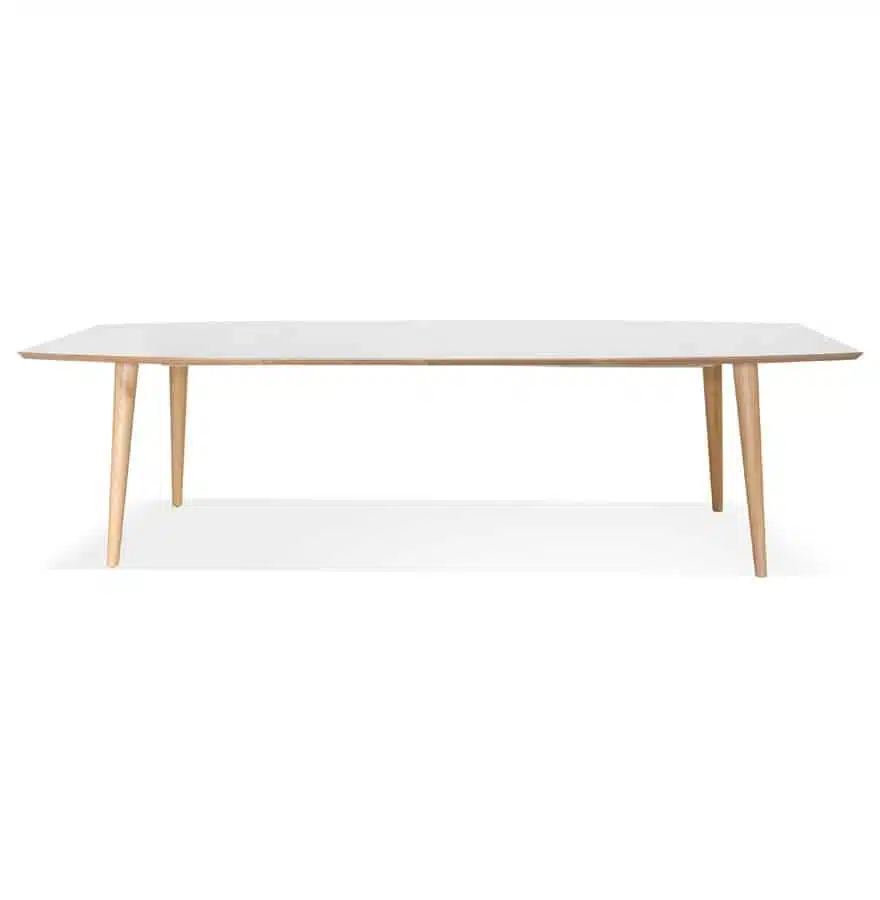 Table à dîner extensible 'SOLANA' blanche en bois style scandinave - 170(270)x100 cm