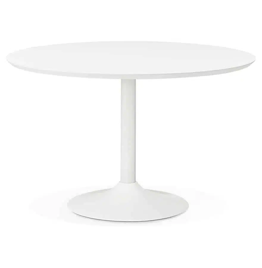 Table à diner/de bureau ronde 'BARABAR' en bois blanc - Ø 120 cm