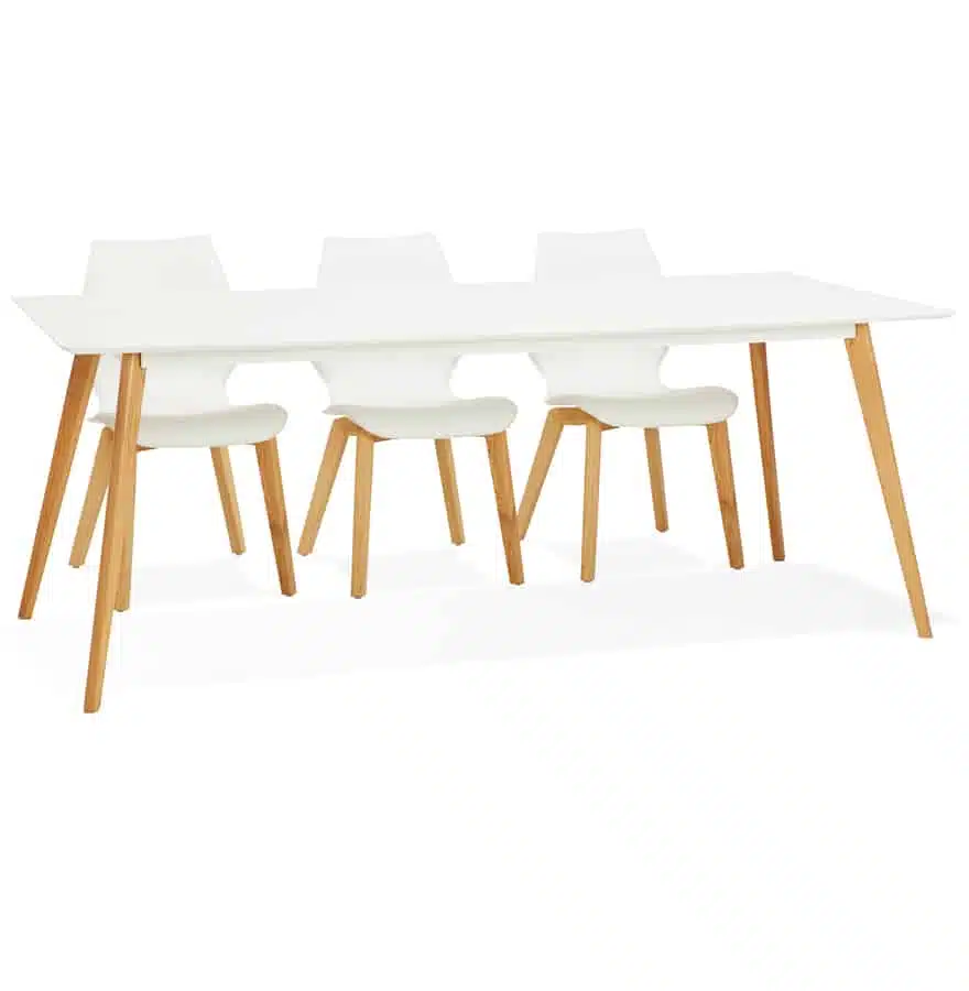 Table à manger design 'MADY' blanche style scandinave - 200x90 cm