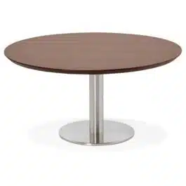 Table basse lounge AGUA en bois finition Noyer – Ø 90 cm