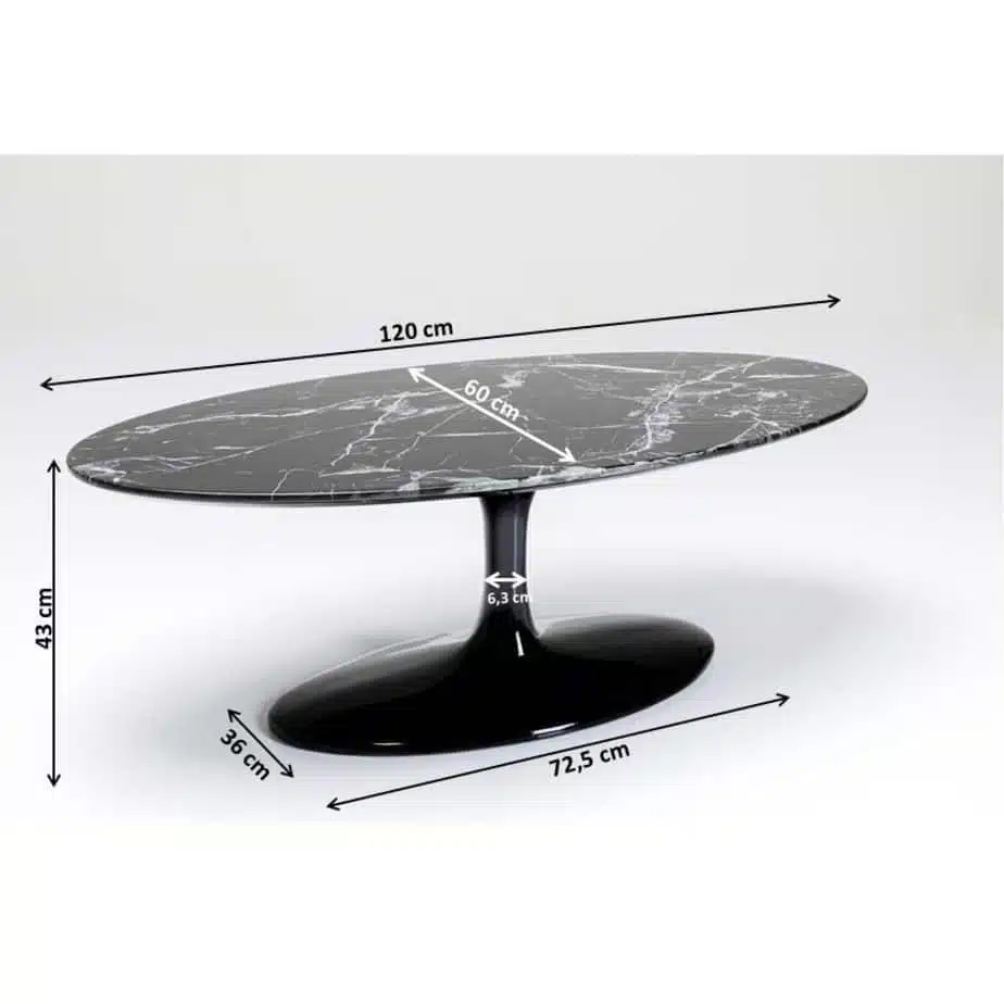 Table basse ovale Solo effet marbre 120x60cm noir Kare Design