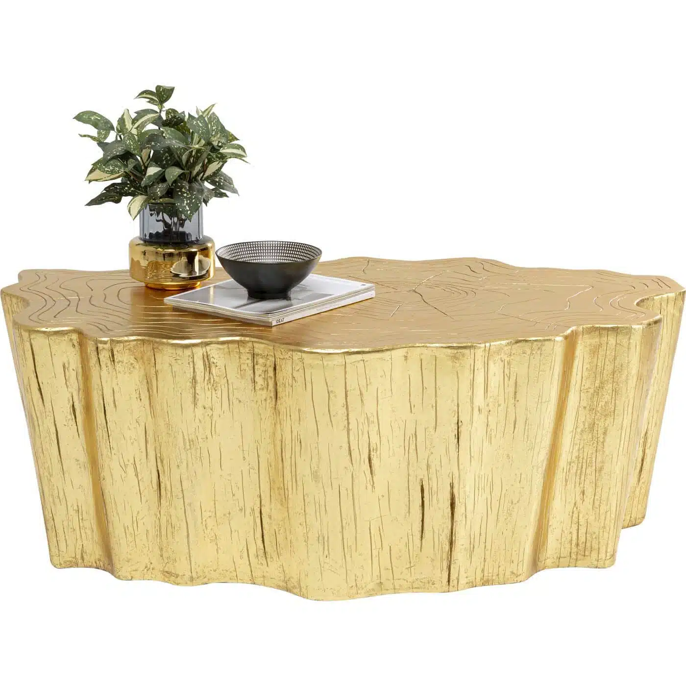 Table basse souche d'arbre 119x68cm dorée Kare Design