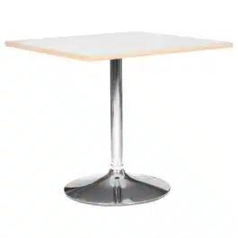 Table carrée ‘CASTO SQUARE’ blanche et pied chromé – 80×80 cm
