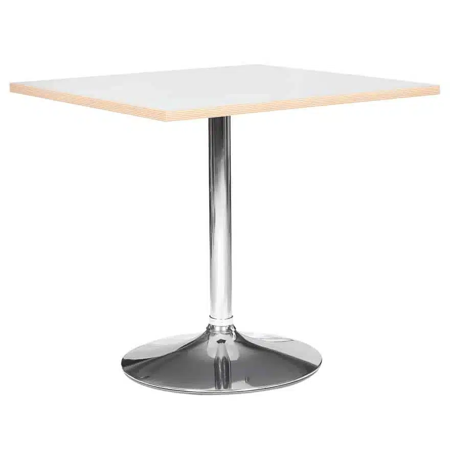 Table carrée 'CASTO SQUARE' blanche et pied chromé - 80x80 cm