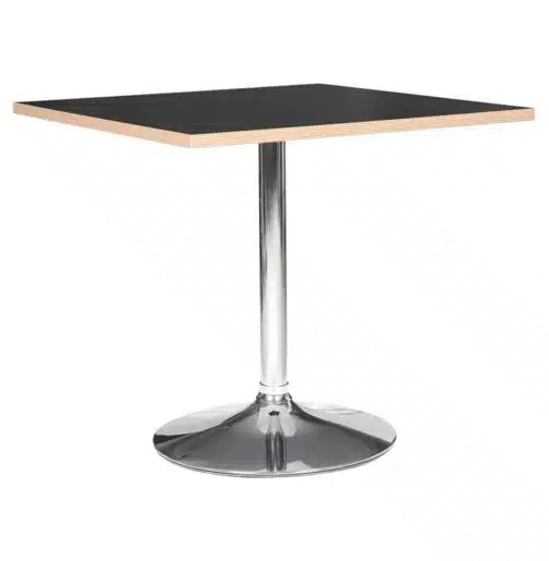Table carrée 'CASTO SQUARE' noire et pied chromé - 80x80 cm