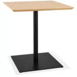 Table carrée design ‘SUMO’ en bois finition naturelle et métal noir – 70×70 cm