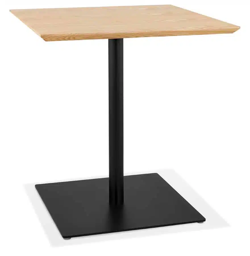 Table carrée design 'SUMO' en bois finition naturelle et métal noir - 70x70 cm