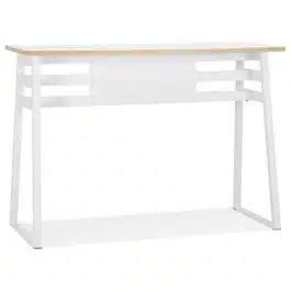 Table de bar haute ‘NIKI’ bois et métal blanc – 150×60 cm