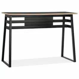 Table de bar haute ‘NIKI’ bois et métal noir – 150×60 cm