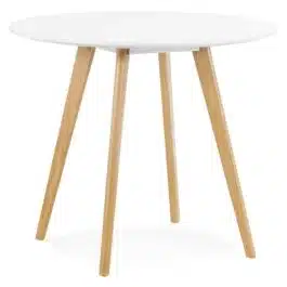 Table de cuisine ronde ‘MIDY’ blanche style scandinave – ø 90 cm