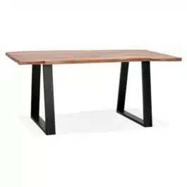Table de salle à manger style industriel ‘RAFA’ en bois massif et métal – 160×90 cm