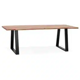 Table de salle à manger style industriel ‘RAFA’ en bois massif et métal – 240×100 cm