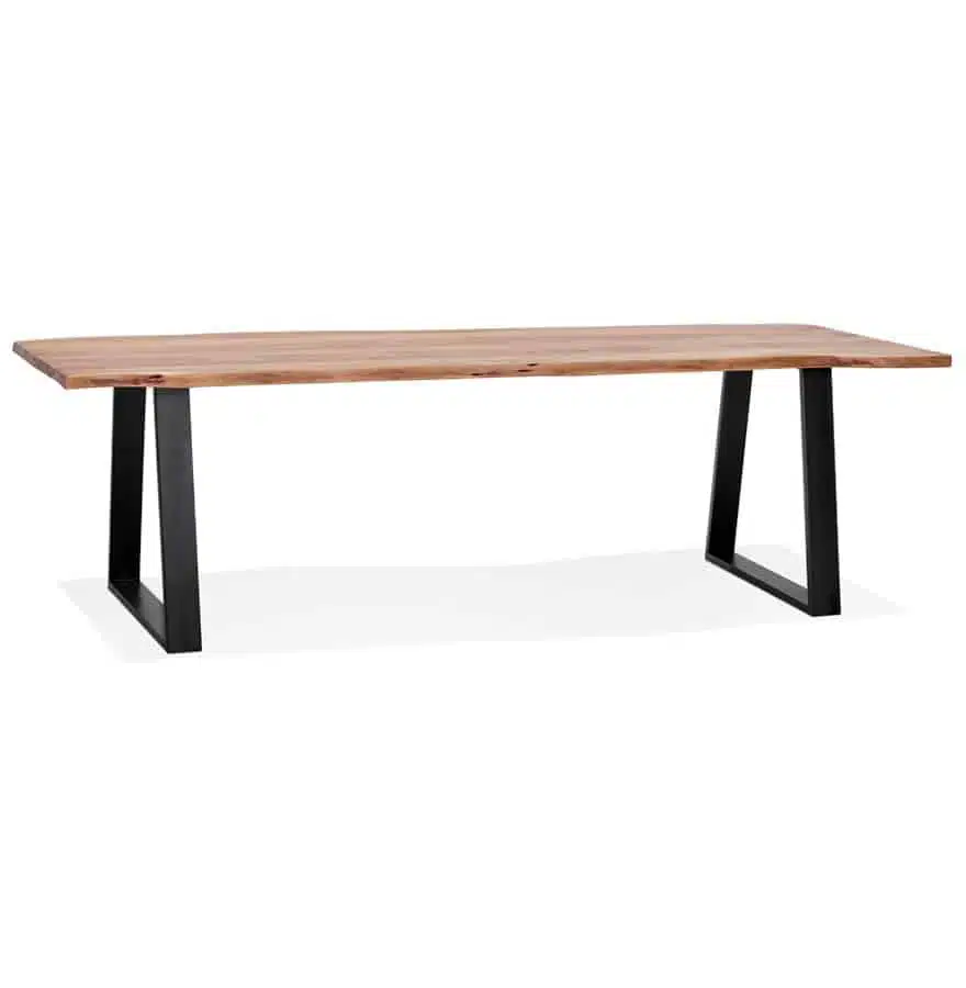 Table de salle à manger style industriel 'RAFA' en bois massif et métal - 300x100 cm