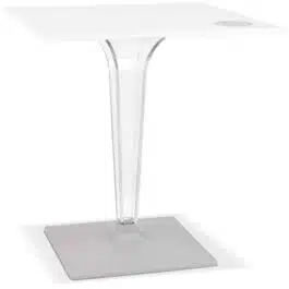 Table de terrasse carrée ‘LIMPID’ blanche intérieur/extérieur – 68×68 cm