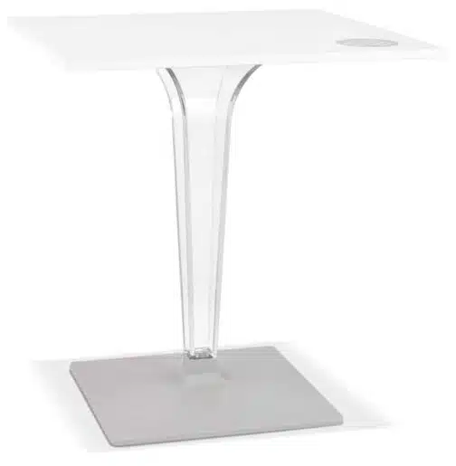 Table de terrasse carrée 'LIMPID' blanche intérieur/extérieur - 68x68 cm