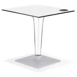 Table de terrasse carrée ‘VOCLUZ’ blanche intérieur/extérieur – 68×68 cm
