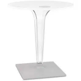 Table de terrasse ronde ‘LIMPID’ blanche intérieur/extérieur – Ø 68 cm