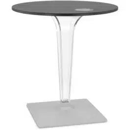 Table de terrasse ronde ‘LIMPID’ noire intérieur/extérieur – Ø 68 cm