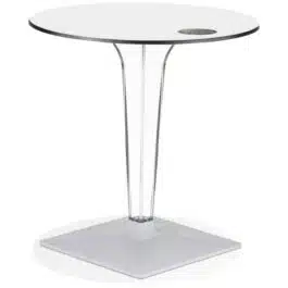 Table de terrasse ronde ‘VOCLUZ’ blanche intérieur/extérieur – Ø 68 cm