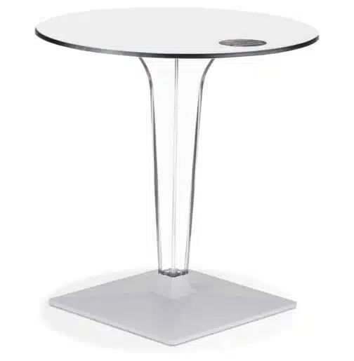 Table de terrasse ronde 'VOCLUZ' blanche intérieur/extérieur - Ø 68 cm