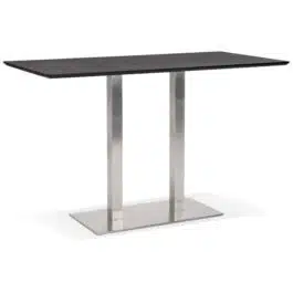 Table haute design ‘MAMBO BAR’ noire avec pied en métal brossé – 180×90 cm