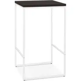 Table haute design ‘STRAMOS’ finition Wengé avec structure blanche vouée aux pro de la restauration