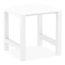 Table haute extensible ‘ATCHAM’ en matière plastique blanche – intérieur / extérieur – 100(140)x100 cm
