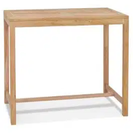 Table haute intérieur/extérieur ‘MOUSTIK BAR’ en bois Teck naturel – 120×70 cm