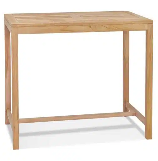 Table haute intérieur/extérieur 'MOUSTIK BAR' en bois Teck naturel - 120x70 cm