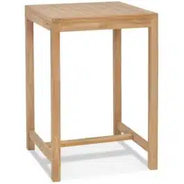 Table haute intérieur/extérieur ‘MOUSTIK BAR’ en bois Teck naturel – 70×70 cm