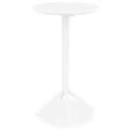 Table haute pliable ‘GIMLI BAR’ en matière plastique blanche – intérieur / extérieur – Ø 60 cm