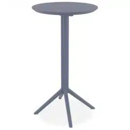 Table haute pliable ‘GIMLI BAR’ en matière plastique gris foncé – intérieur / extérieur – Ø 60 cm