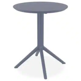 Table pliable ronde ‘GIMLI’ en matière plastique gris foncé – intérieur / extérieur – Ø 60 cm