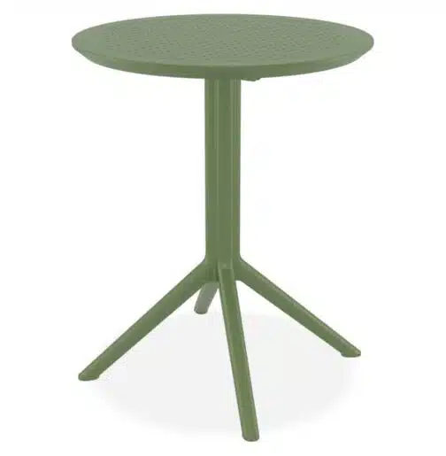 Table pliable ronde 'GIMLI' en matière plastique verte - intérieur / extérieur - Ø 60 cm
