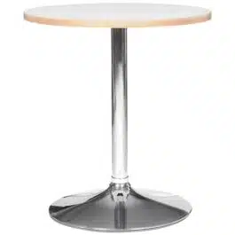 Table ronde ‘CASTO ROUND’ blanche et pied chromé – Ø 80 cm