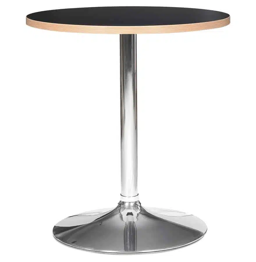 Table ronde 'CASTO ROUND' noire et pied chromé - Ø 80 cm